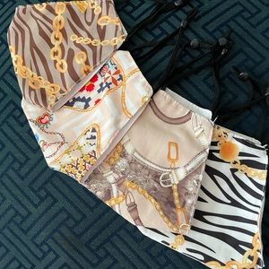 Double Fabric Face Mask Classic Designer Like Prints Bundle of 4 Filter Pocket